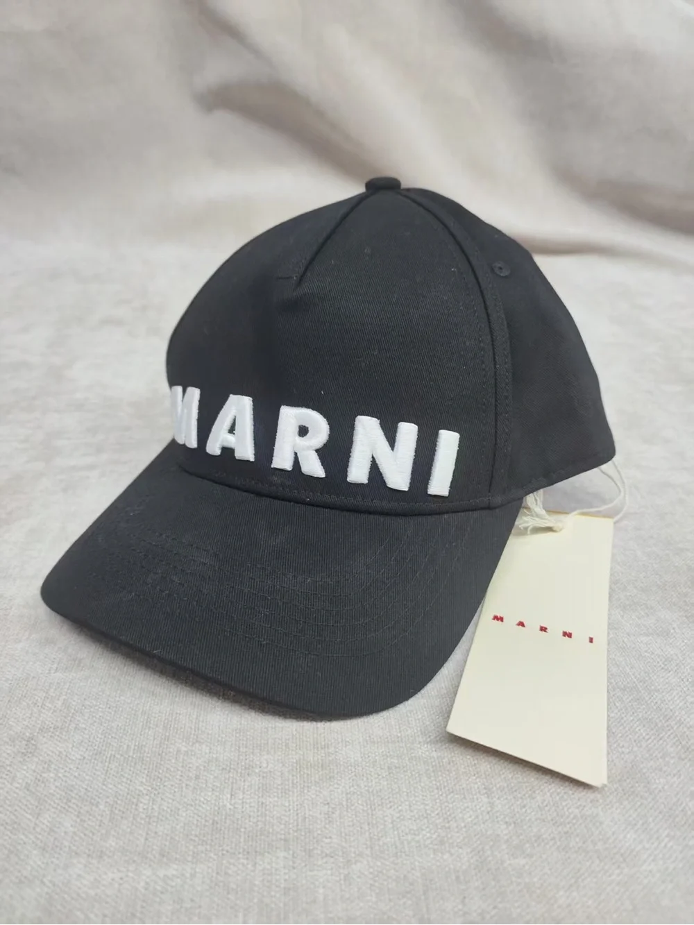Marni Black Baseball Cap with White Logo